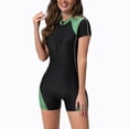 thumbnail image 3 of Youyipin Womens Swimsuits Printed Zipper Tummy Control Surfing Suit Short Sleeve Swimsuits For Women, 3 of 8