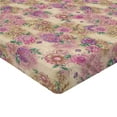 thumbnail image 4 of Ambesonne Floral Design Fitted Sheet, Flowers Cottagecore, California King, Pale Khaki Pale Pink, 4 of 5
