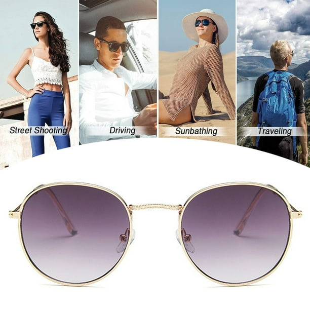 Gafas de sol polarizadas retro redondas de doble puente para mujeres y hombres gafas circulares de doble viga Walmart en linea