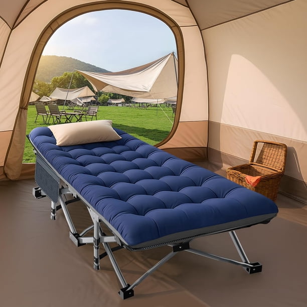 Lit De Camping XXL Avec Matelas Confortable – Extra Large, Pliable, Supporte 317 Kg, Sac De Transport Inclus, Idéal Maison Et Extérieur