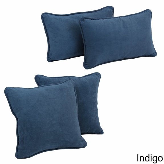 Blazing Needles Delaney Microsuede Throw Pillow Set (Set of 4)