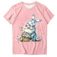 thumbnail image 3 of VBTAPA Women Happy Easter Shirt Eggs Hunting Themed Graphic T-Shirts Funny Cute Graphic Tees Teen Girls Short Sleeve Crewneck Tops Lightning Sales Today Pink M, 3 of 5