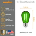 thumbnail image 3 of Sunlite LED S14 String Light Bulb, 2 Watts (25W Equivalent), Medium E26 Base, Party Decoration, Holiday Lighting, Transparent, Dimmable, UL Listed, Green, 6 Count, 3 of 5