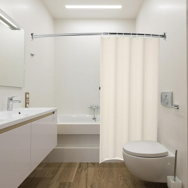 Tringle de Rideau de Douche Courbée 42-74 Pouces Réglable, Tringle de Rideau de Douche Extensible en Acier Inoxydable Antirouille pour Salle de Bain, Baignoire, Cabine, Nécessite un Perçage (0701 Argent)