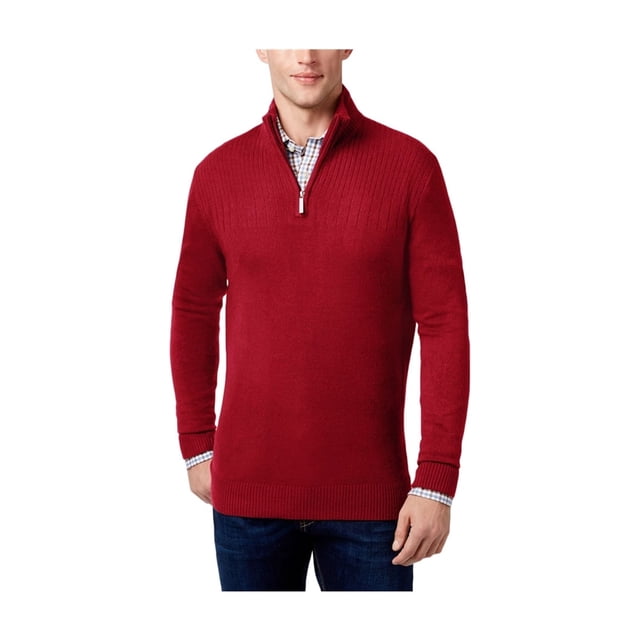 Geoffrey Beene Chandail à Enfiler avec Fermeture Éclair 1/4 pour Hommes, Rouge, Grand & Grand, Petit