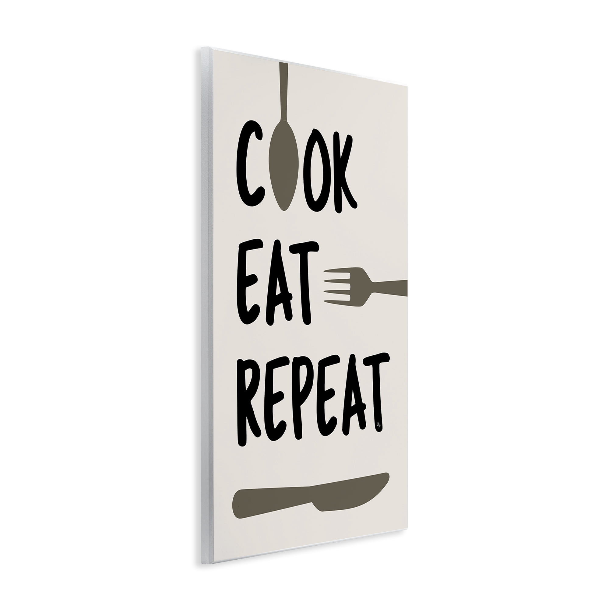 Stupell Industries Cook Eat Repeat with Utensils Wall Plaque Art, design by Martina Pavlova