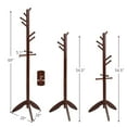 thumbnail image 4 of Giantex Wooden Coat Rack Stand, Coat Tree w/11 Hooks & 2 Adjustable Height, Floor Free Standing for Bedroom, Office, Hallway, Entryway, Easy to Assemble, Brown, 4 of 8