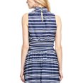 thumbnail image 2 of RACHEL ROY Womens Navy Ruched Striped Sleeveless Turtle Neck Top S, 2 of 2