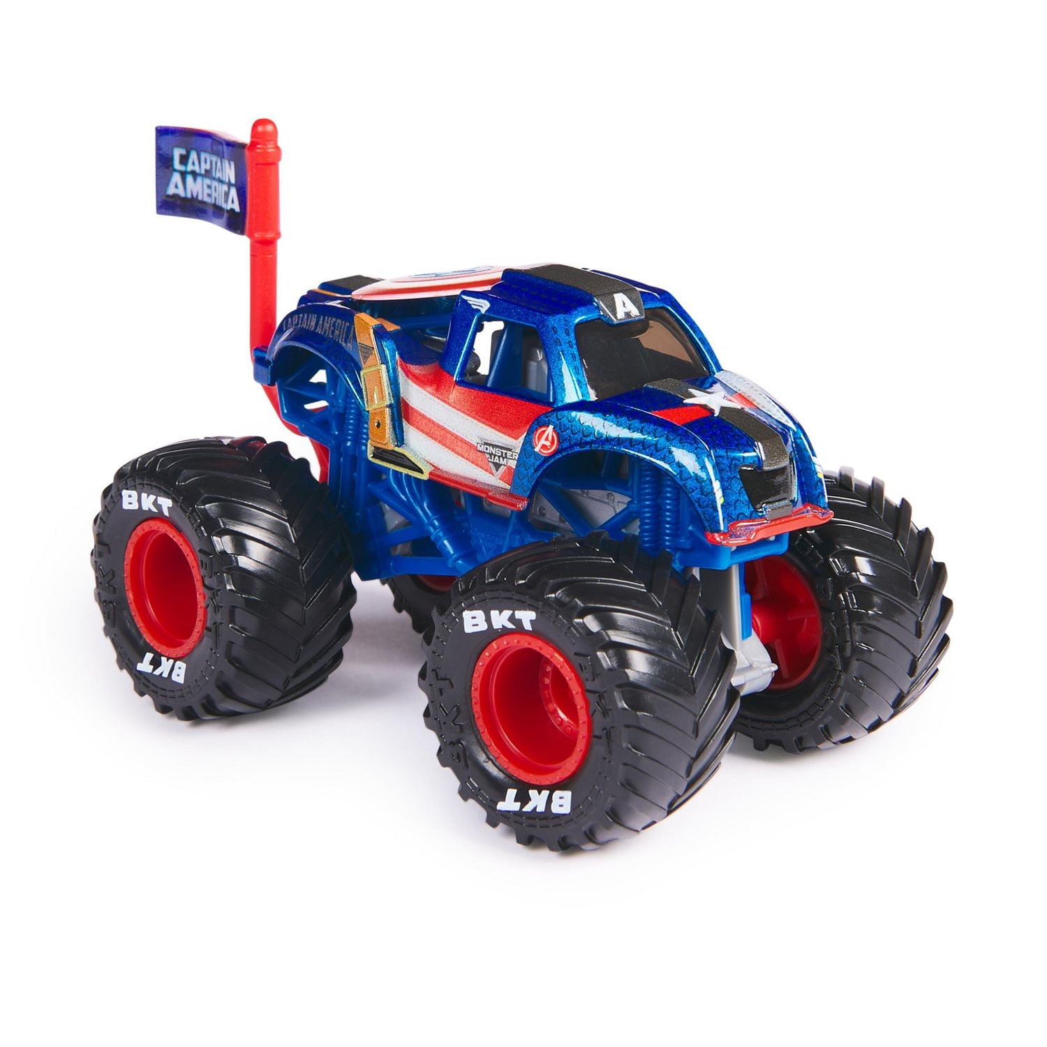 Monster Jam, Monster truck Marvel Captain America officiel, véhicule en métal moulé, échelle 1:64, jouets de super-héros pour garçons à partir de 3 ans