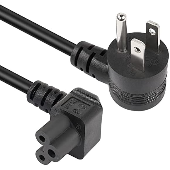 LujingZ GELRHONR Cordon d'Alimentation CA vers IEC320 C5 à 90 Degrés à 3 Broches, Angle de Descente NEMA 10A 125V 5-15P vers 3 Fentes Câble d'Alimentation Universel Mickey Mouse pour Ordinateurs Portables, Télé, Moniteurs - 4,9 Pi (Noir-Down C5)