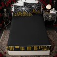 thumbnail image 4 of Erosebridal Halloween Spider Web Zipper Twin Comforter Sets with Fitted Sheet and 2 Pillowcases for Boys, Black Yellow Comic City Zipper Bedding Set, Black Reversible, 4 Pieces, 4 of 7
