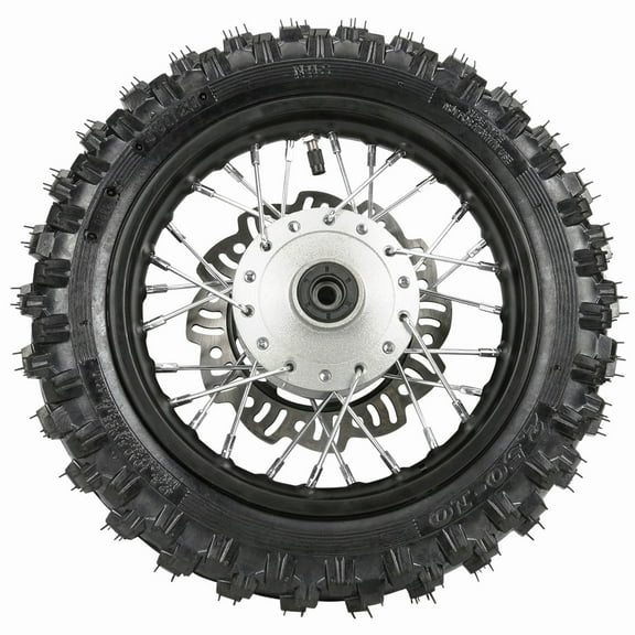 Front 2.50-10 Dirt Bike Tire 10" Tire Rim Wheel with Brake Disc Rotor 12mm Bearing for CRF50 XR50 SSR Apollo Taotao Coolster 50cc 70cc 90cc 110cc Pit Dirt Bike Motorcycle Off Road