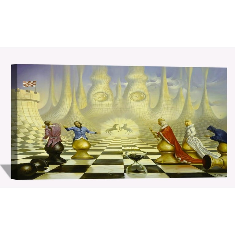 Vladimir Kush Chess Wall Art Large Framed Painting Dali Style Canvas Art  For Bedroom Livingroom Office Ready to Hang 