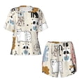 thumbnail image 4 of Picia Hand Drawn Animals Pajamas Sets for Women Soft Short-Sleeved Pjs with Lounge Shorts Two Piece Sleepwear-Large, 4 of 9