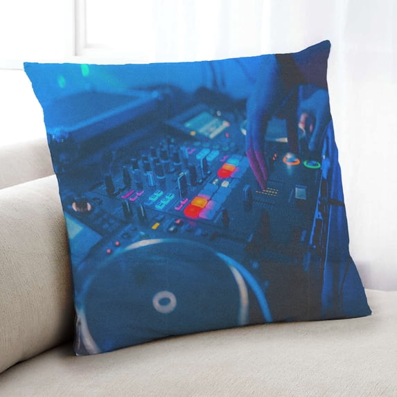 Ahgly Company Music DJ Indoor Throw Pillow, 18 inch by 18 inch