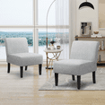 thumbnail image 3 of Magshion Armless Fabric Accent Sofa Chairs Set of 2, with Rubberwood Legs for Living Room Bedroom, Light Gray, 3 of 8
