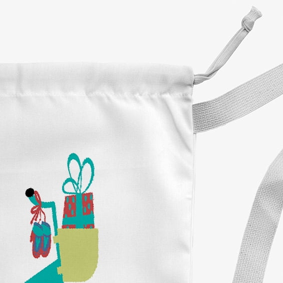 Simply Daisy Merry Bird Bike 18 x 29 in Green Laundry Bag