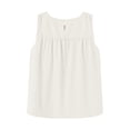 thumbnail image 5 of Sewkxo Shirred Swing Tank Tops for Women Fashion Flowy Sleeveless Shirts Casual Crew Neck Blouse Loose Fit Ruffled Tops,White M, 5 of 7