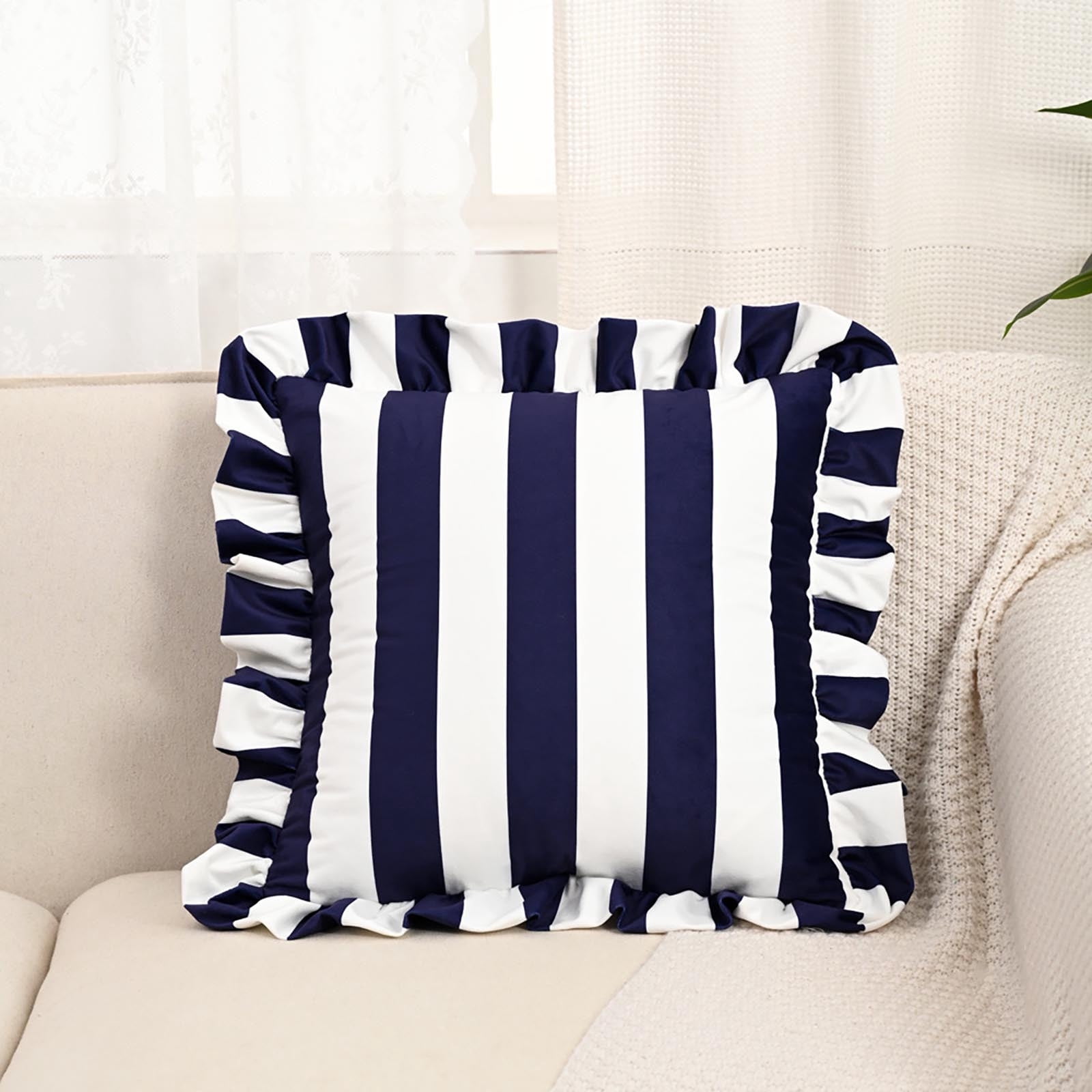 Outdoor Throw Pillows, Velvet Decorative Pillows, Ruffled Decorative Pillows (with filling), Perfect for Sofas, Bedrooms, and Living Rooms—Soft Home Textile Accessories