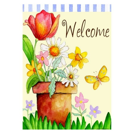 - Toland Home Garden Potted Welcome Flag
