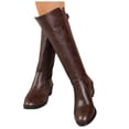 thumbnail image 6 of Knee High Boots Women Thick Sole Chunky Heel Comfortable Boots with Almond Toe Side Zipper for Party Wedding Daily Outfits Winter Women's Shoes, 6 of 10