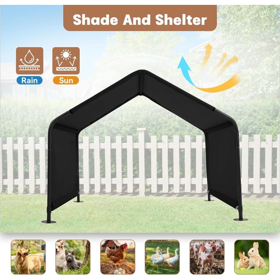 4' x 4' x 3' Outdoor Pet Shelter for Large Medium Dogs Cats Pigs with Waterproof Roof and Ground Nails