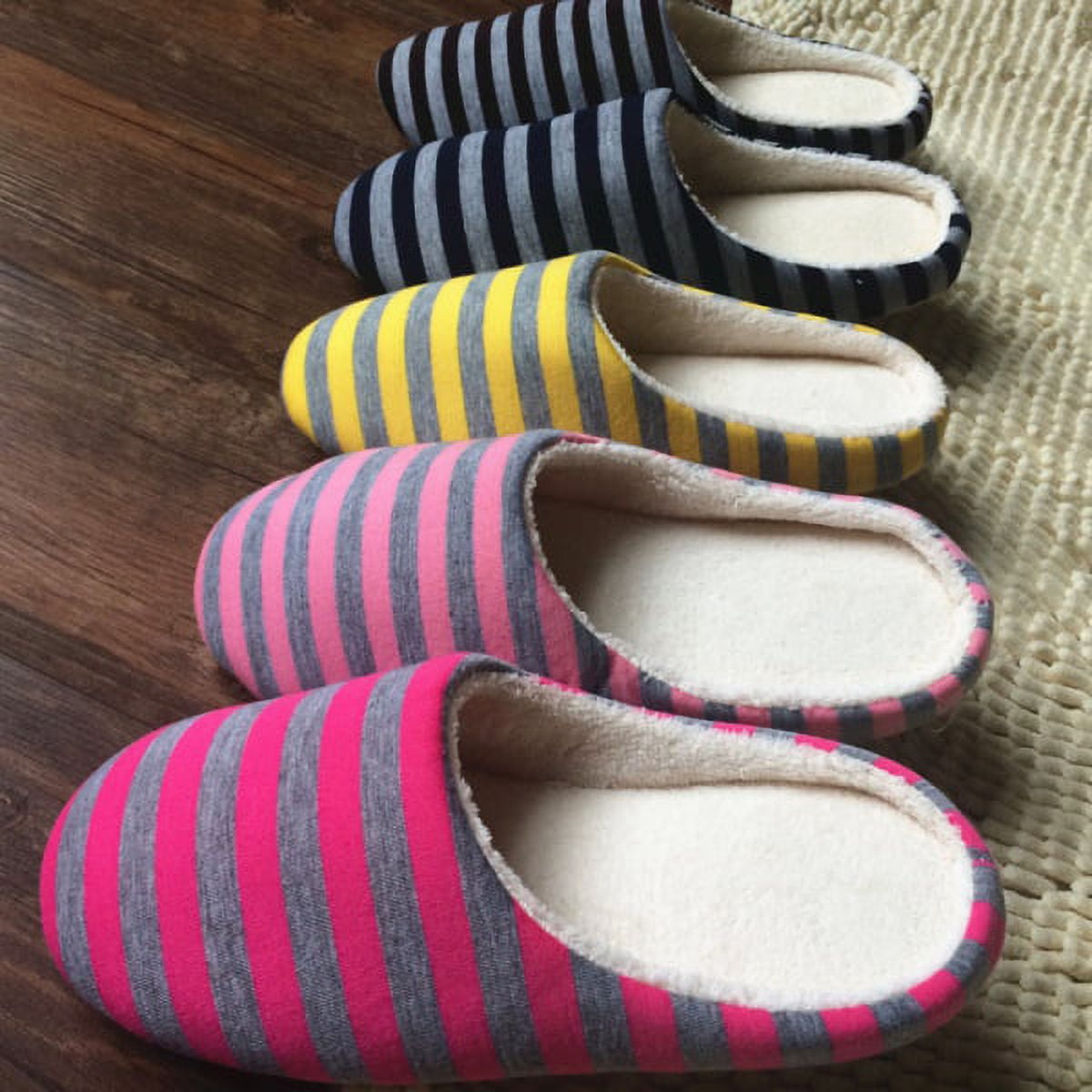 Winter Warm Home Slippers Stripe Anti-Slip Soft Sole Slippers Shoes House Indoor Floor Bedroom Slippers Shoes For Men/Women