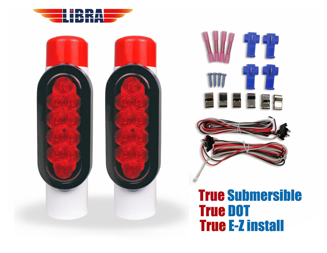 LIBRA Boat Trailer Guide On Post Pipe Guide Light Set LED Submersible LIBRA Boat Trailer Guide On Post Pipe Guide Light Set LED Submersible