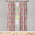 thumbnail image 3 of Ambesonne Floral Curtains, Romantic Spring Five Petals, Pair of 28"x63", Pink Pale Pink and Sage Green, 3 of 5