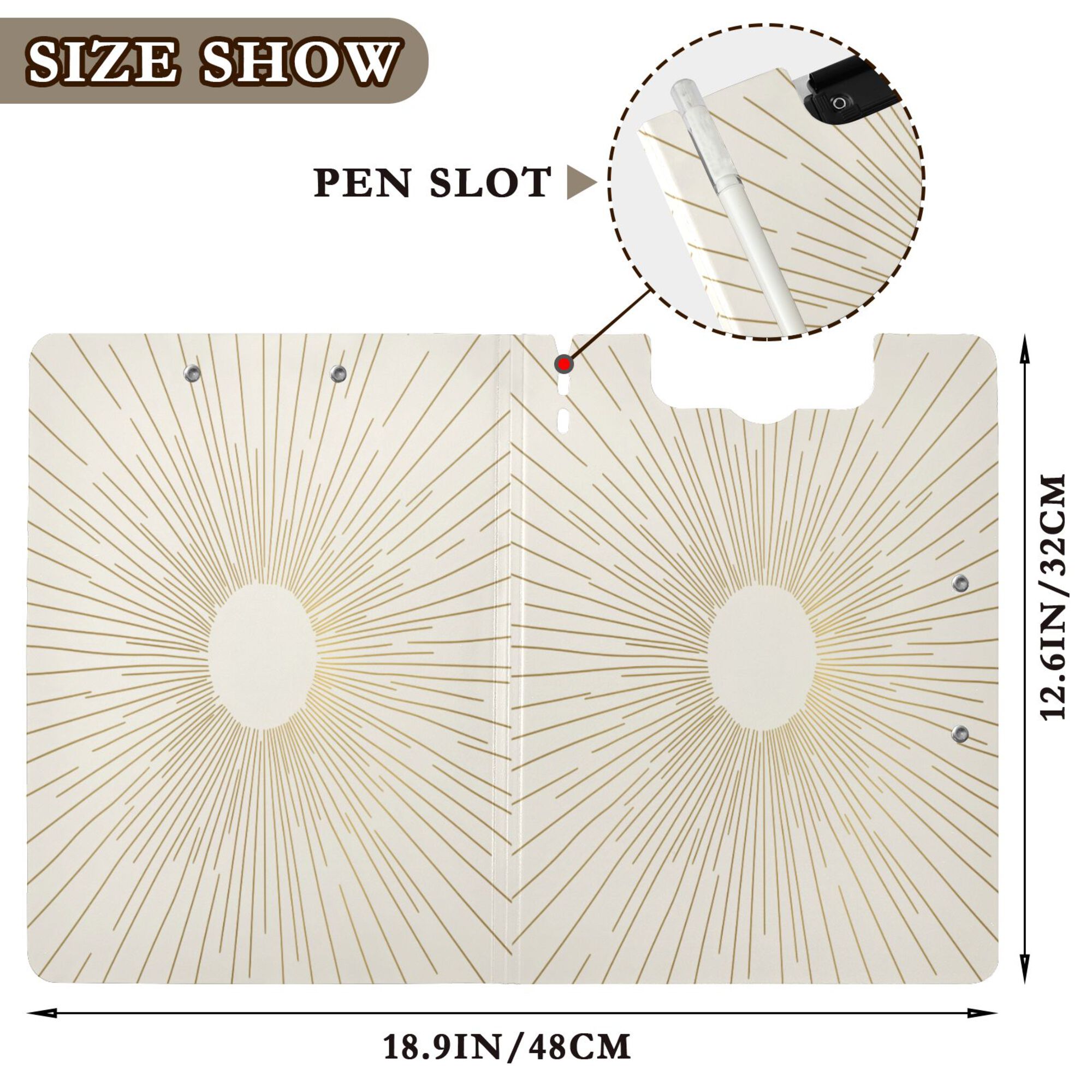FORMRS A4 Clipboard Folder with Pen Holder Horizontal Foldable School Office Binder, Sunshine