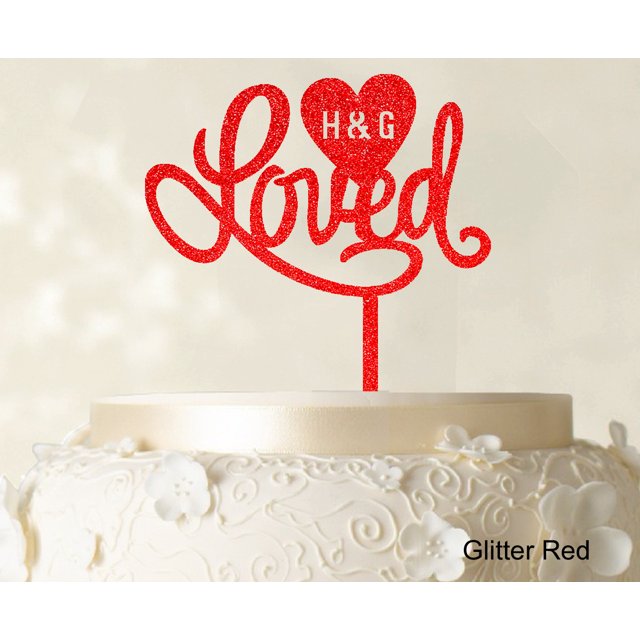 Loved Wedding Cake Topper Personalized Initial Name Cake Topper Cake Decoration Option Available 6-7 Inches Wide