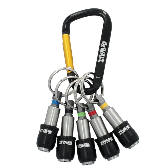 Set de porta-puntas DEWALT de metal resistente con llavero, hexagonal de 1/4"