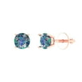 thumbnail image 2 of 0.5 Ct Round Cut Studs Blue Moissanite 14K Rose Solid Solid Gold Everyday Dainty Earrings Screw Back, 2 of 7