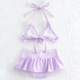 thumbnail image 4 of WUANDIXFA Baby Girl Bikini Sets Toddler Girls Two Pieces Swimsuit Solid Flowers Bikini Swimwear Summer Beach Bathing Suit 3-6 Months,Purple, 4 of 6