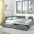 thumbnail image 3 of Newest Queen Size Upholstered Daybed with Tufted Backrest & Storage Drawers, Velvet Sofa Bed Frame for Bedroom & Living Room,Grey, 3 of 13