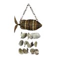 thumbnail image 1 of Large Woven Rattan Fish Shaped Capiz Shell Wind Chime 31 Inches High, 1 of 5