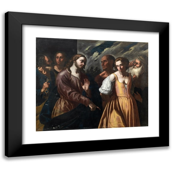 Onofrio Palumbo 14x12 Black Modern Framed Museum Art Print Titled - Christ and the Adulteress