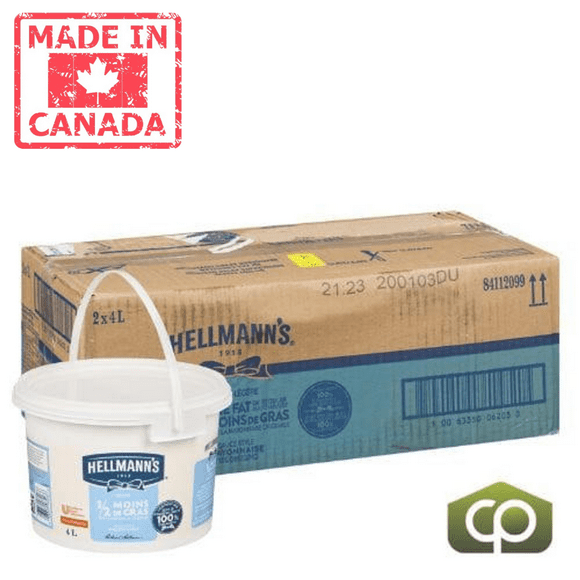 Hellmann's Light 1/2 Fat Mayonnaise Gluten-Free 4 LT (2/Case) - 135.2 fl oz (8.44 lbs)- Canadian Made