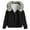 Black, variant on Lovskoo 2024 Women's Oversized Hooded Jacket Faux Fur Warm Denim Winter Overcoat Sherpa Lined Denim Qulited Jacket Jean Coat Black