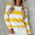 thumbnail image 2 of ManxiVoo T-Shirt à Manches Longues à Rayures Imprimées pour Femme, Col Rond, Confortable, T-Shirt Graphique d'Automne, Blouse Légère, Taille TG, Jaune, 2 of 5