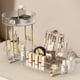 thumbnail image 2 of Organizador de Maquillaje Giratorio para Tocador, Organizador de 2 Niveles para Perfumes, Cosméticos y Cuidado de la Piel con Soporte para Brochas de Maquillaje, Color Verde., 2 of 5