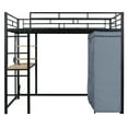 thumbnail image 2 of Full Size Metal Loft Bed with Desk and Wardrobe, Heavy Duty Loft Bed Frame with Storage Stairs, LED Loft Bed Full with Charging Station, Space Saving Loft Bed,Black, 2 of 8