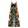thumbnail image 7 of Women'S Summer Spaghetti Strap Jumpsuits Iridescent Paisley Flowers Loose Baggy Fit Wide Leg Rompers Casual Wear, 7 of 7