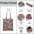 thumbnail image 4 of Geometric Bohemian Canvas Tote – Colorful Reusable Shopping Handbag, 4 of 6