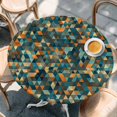 thumbnail image 3 of Color Block Round Fitted Table Cover Orange Green Check Abstract Texture Waterproof Table Cloth with Elastic Edge Wipeable Tablecloth for Picnic Camping Party Fits 55"-60" Diameter, 3 of 8