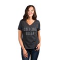 thumbnail image 2 of Caffeine Queen Women's Fashion Relaxed V-Neck T-Shirt Tee Charcoal Grey 2X-Large, 2 of 3