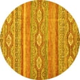 thumbnail image 1 of Ahgly Company Indoor Round Abstract Yellow Modern Area Rugs, 6' Round, 1 of 4