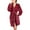 Red, variant on Lovskoo Flannel Bathrobe for Women Winter Warm Soft Solid Color Long Sleeve Sashes Pokets Fleece Sleepwear Dress Hooded Nightgowns Loungewear Brown
