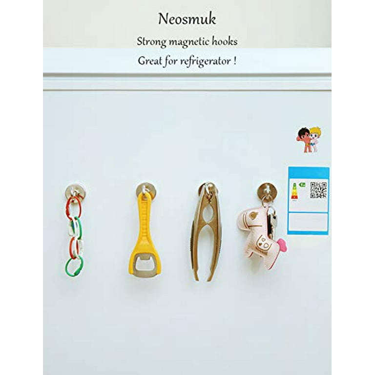 Neosmuk Magnetic Hooks Heavy Duty,130 lb Strong Magnet with Hook for  Fridge, Super Neodymium Extra Strength Industrial Hooks for Hanging,  Magnetic