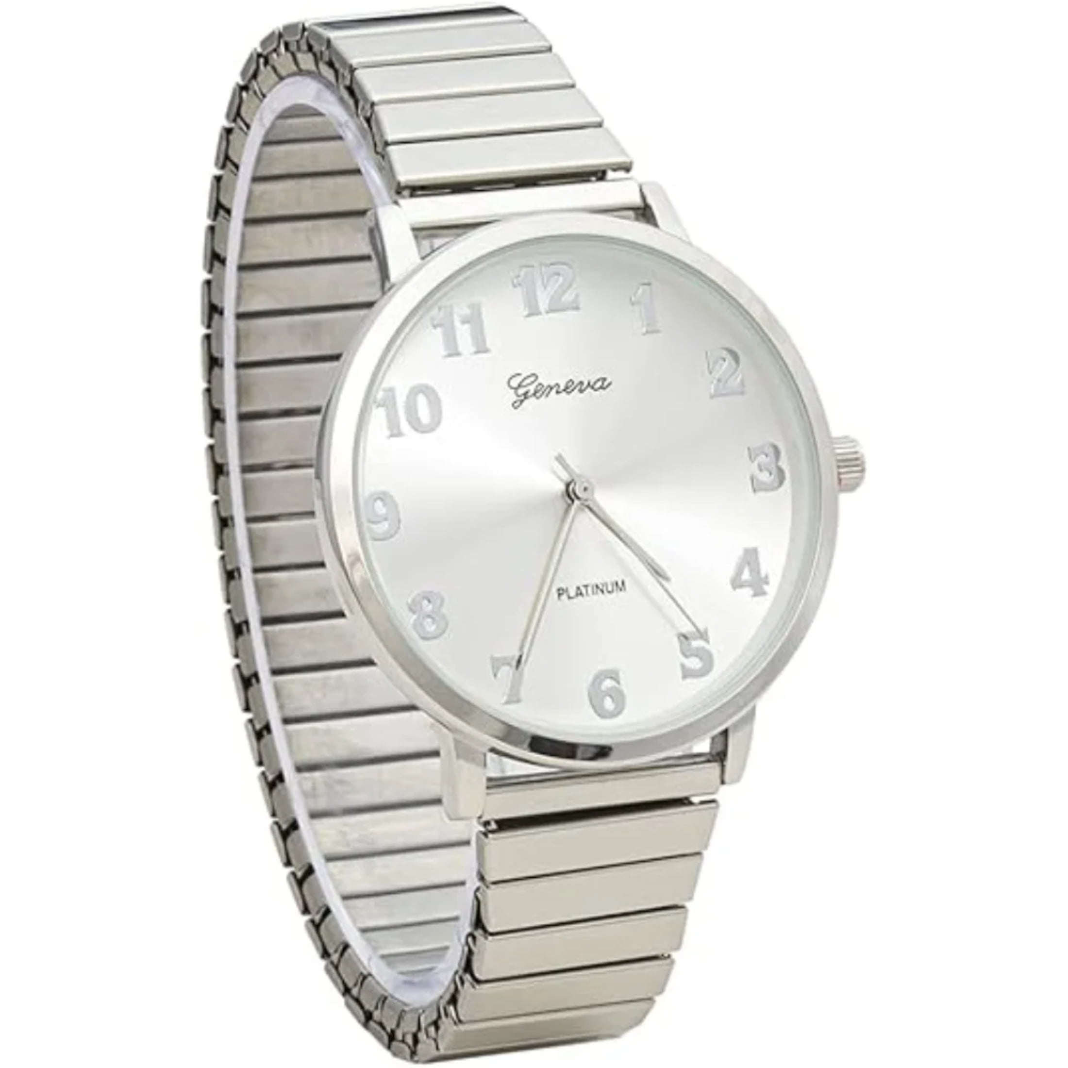 Blekon Women's Stainless Steel Wristwatch with Stretchable Alloy Band, Silver